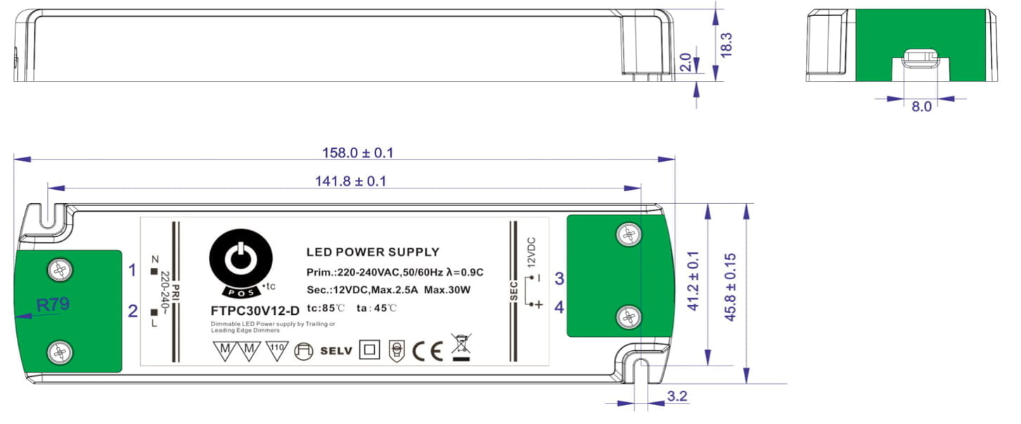 30W 12VDC Class 2 Triac/0-10V Dimmable LED Driver MD-012-030VTDHV2 - LED  World Canada