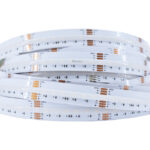 RGB CCT COB LED-nauha. Himmennettävä COB LED-nauha, jossa asennusjohto rullan molemmissa päissä.