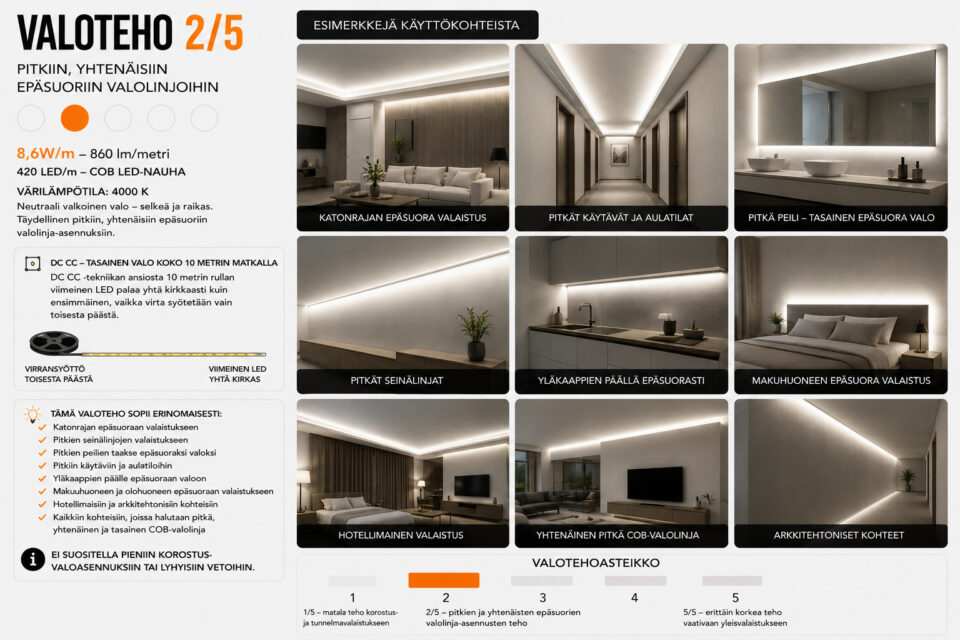 Ledtek - 10 metrin COB LED-nauha