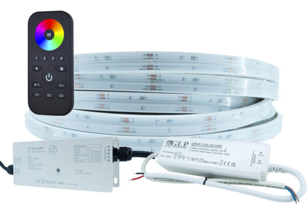 RGB COB LED-nauhapaketti 24V 10 m IP65 ja IP67 RF-ohjaus